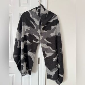 Aqua Gray and Black Camouflage Scarf / Shawl